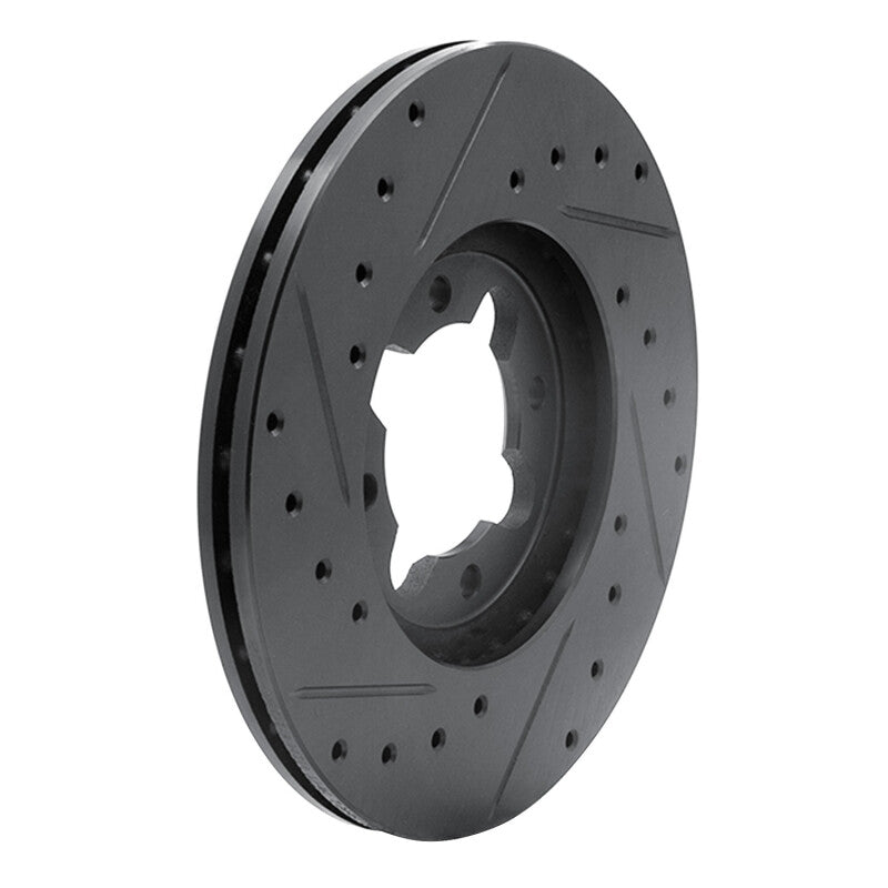 R1 Concepts R1 82-85 Toyota Celica Front Right Drilled & Slotted Black Brake Rotor