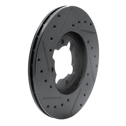 R1 Concepts R1 82-85 Toyota Celica Front Right Drilled & Slotted Black Brake Rotor