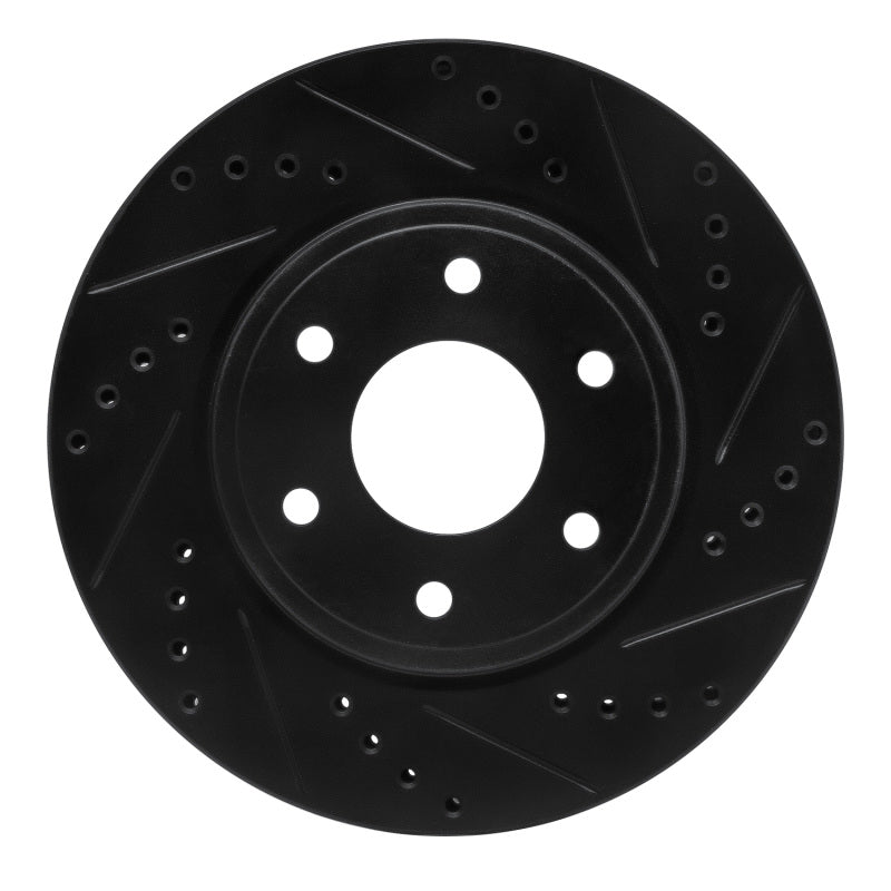 R1 Concepts R1 05-21 Nissan Frontier Front Right Drilled & Slotted Black Brake Rotor
