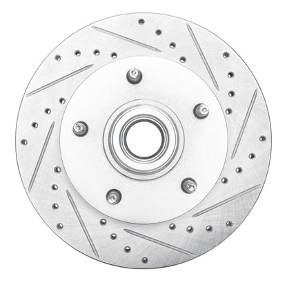 R1 Concepts R1 94-01 Ford E-150 Econoline Club Wagon Front Right Drilled & Slotted Silver Brake Rotor