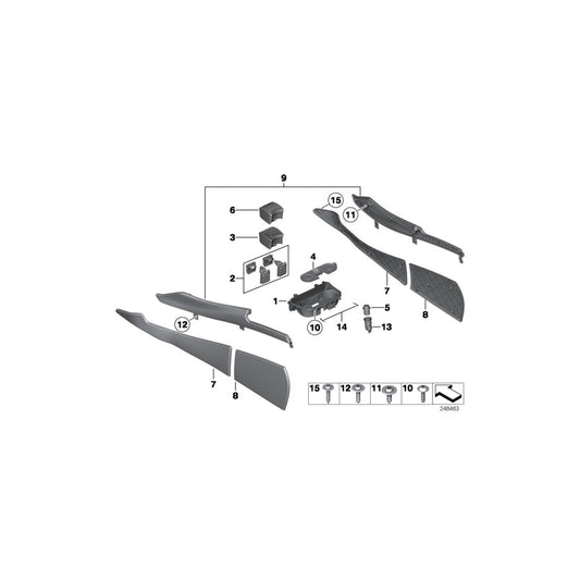 Genuine BMW 51169214818 Set Of Covers, Center Console SCHWARZ (Inc. 535d, 550iX 4.0 & 535dX)