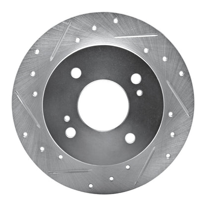 R1 Concepts R1 89-98 Nissan 240SX Rear Left Drilled & Slotted Silver Brake Rotor