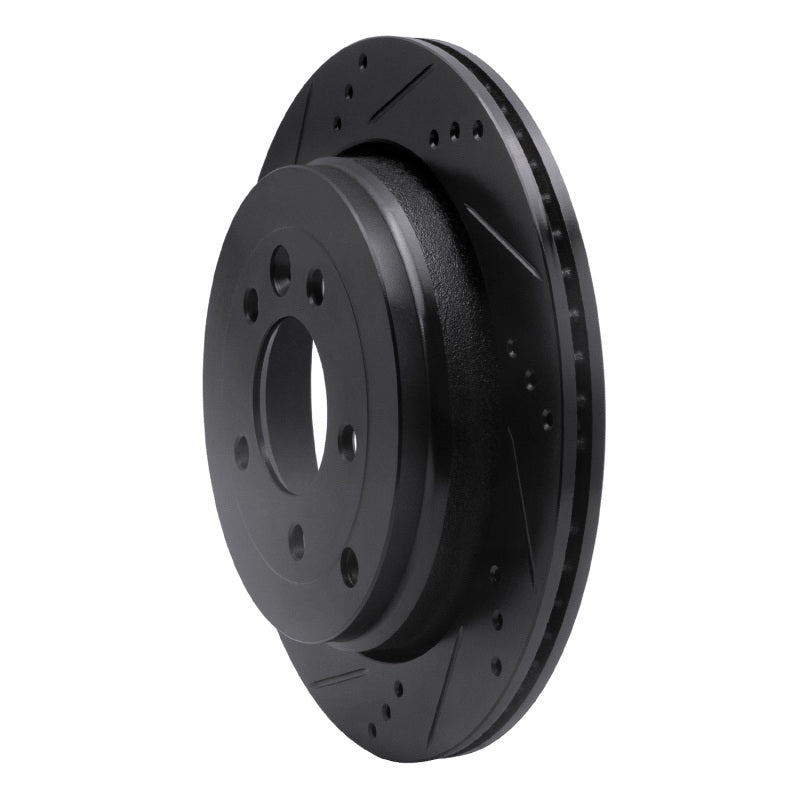 R1 Concepts R1 05-07 Land Rover LR3 Rear Left Drilled & Slotted Black Brake Rotor