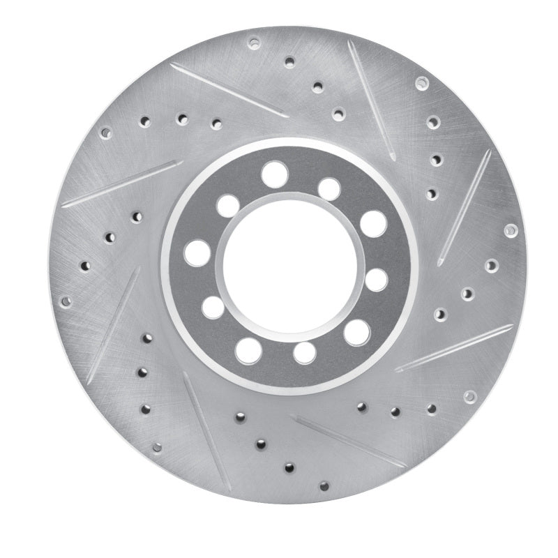 R1 Concepts R1 85-91 Mercedes-Benz 560SEC Front Right Drilled & Slotted Silver Brake Rotor