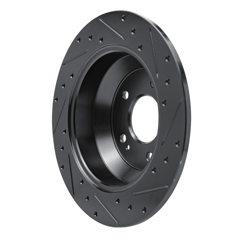 R1 Concepts R1 15-20 Kia Sorento Rear Left Drilled & Slotted Black Brake Rotor