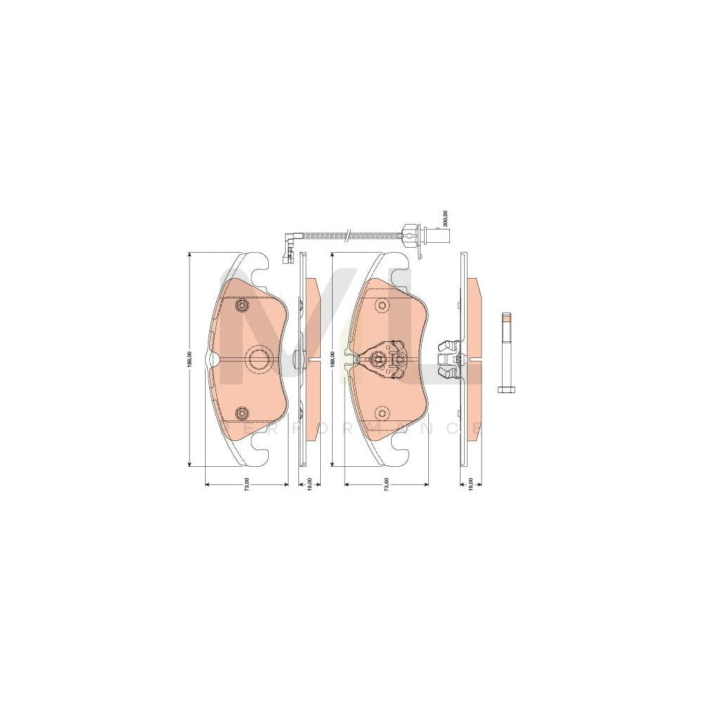 TRW Gdb1805 Brake Pad Set Incl. Wear Warning Contact, With Brake Caliper Screws, With Accessories