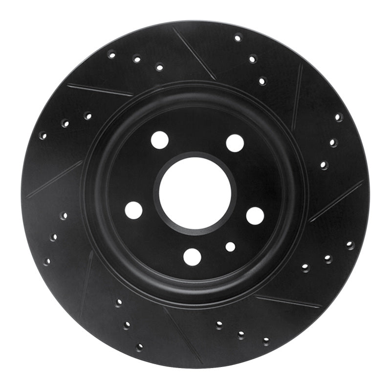 R1 Concepts R1 10-25 Buick Allure Rear Left Drilled & Slotted Black Brake Rotor