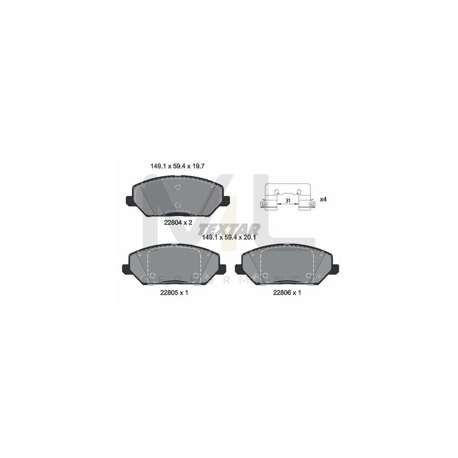 TEXTAR 2280401 Brake pad set with acoustic wear warning, with accessories