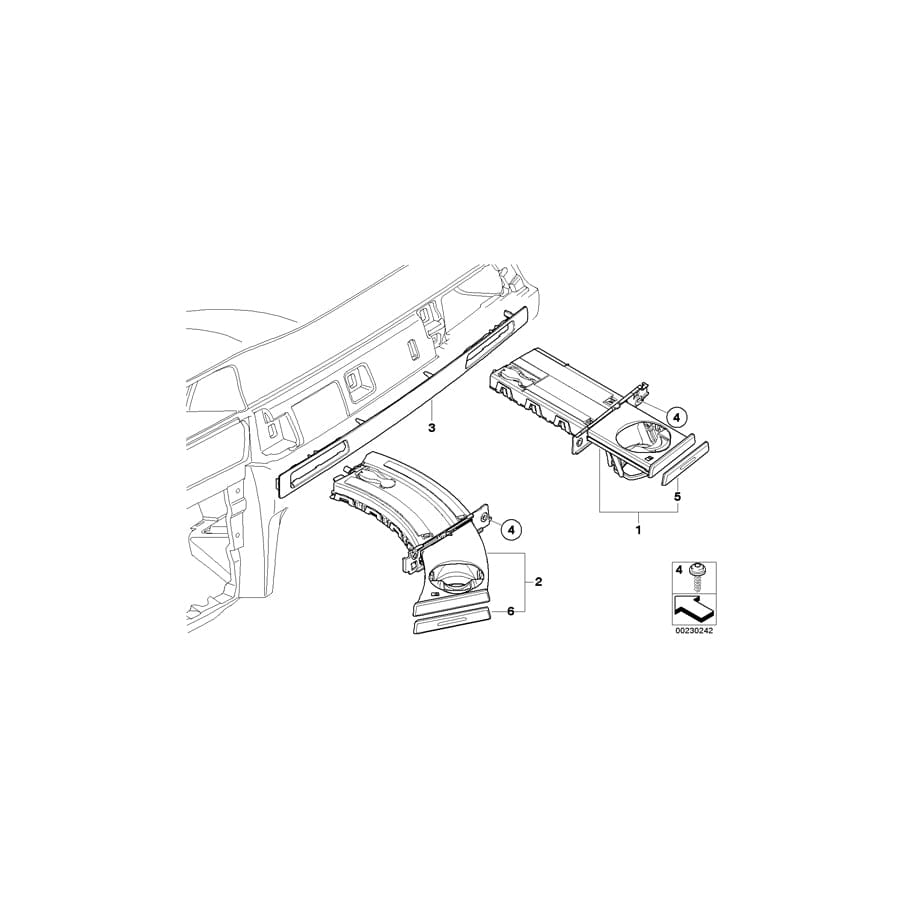 Genuine BMW 51457144258 E90 E91 Decor Strip, Drinks Holder GRAU (Inc. 330d, 320si & 318d)