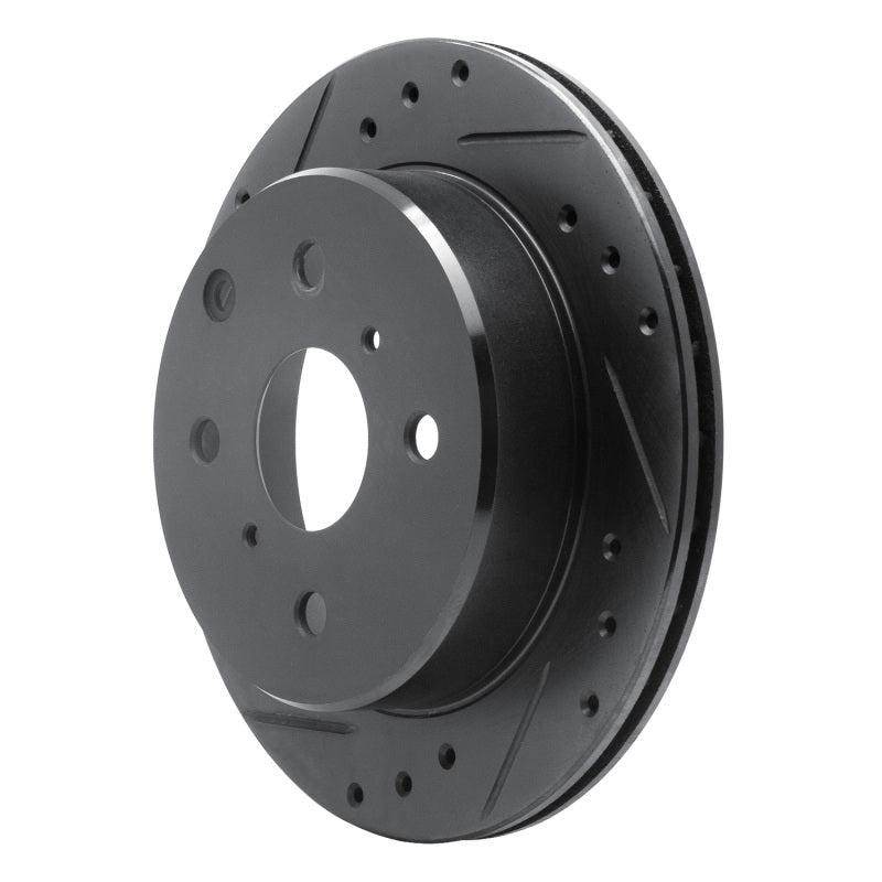 R1 Concepts R1 84-88 Toyota Cressida Rear Left Drilled & Slotted Black Brake Rotor