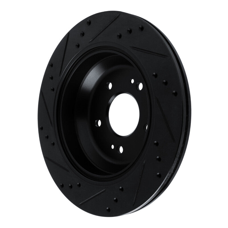R1 Concepts R1 11-17 Hyundai Equus Rear Right Drilled & Slotted Black Brake Rotor