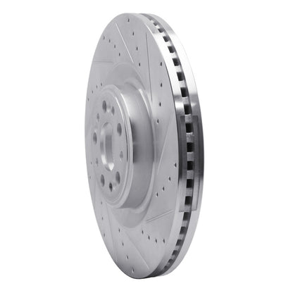 R1 Concepts R1 17-22 Genesis G90 Front Right Drilled & Slotted Silver Brake Rotor