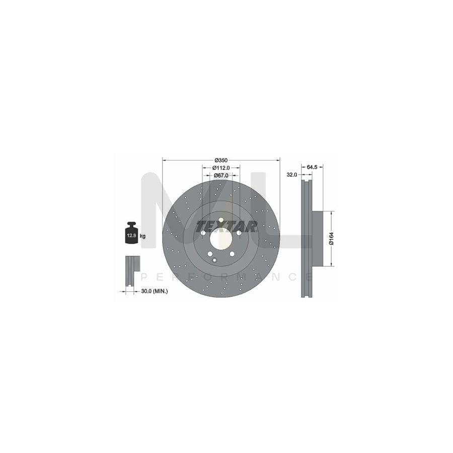 TEXTAR PRO 92176403 Brake Disc Internally Vented, Perforated, Coated, without wheel hub, without wheel studs  - 1 piece