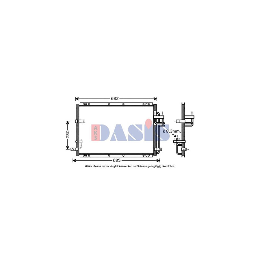 AKS Dasis 512039N Air Conditioning Condenser for KIA Carens II (Fj)