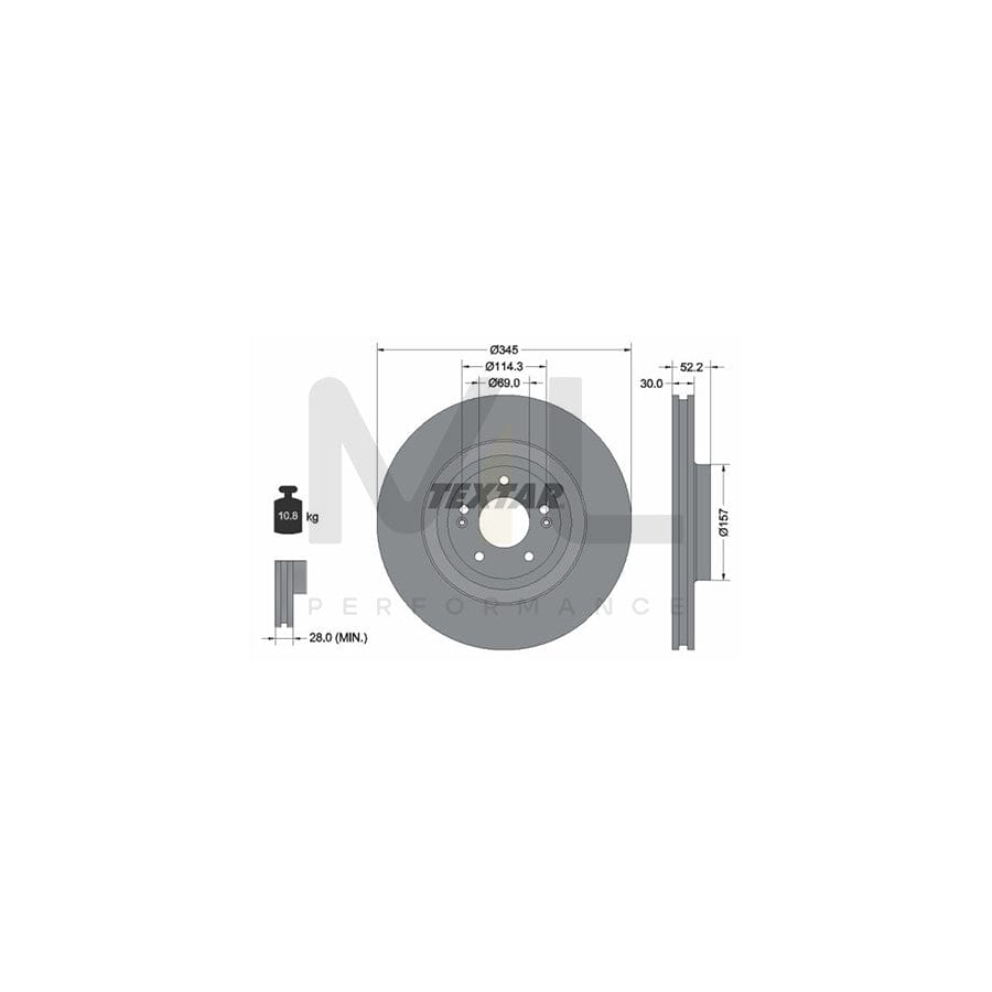 TEXTAR 92315103 Brake Disc for HYUNDAI i30 Internally Vented, Coated, without wheel hub, without wheel studs  - 1 piece