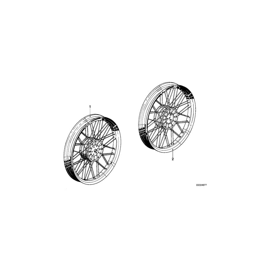 Genuine BMW 36312302280 Spoke Wheel Front 1,85X19 (Inc. R 80 G/S)