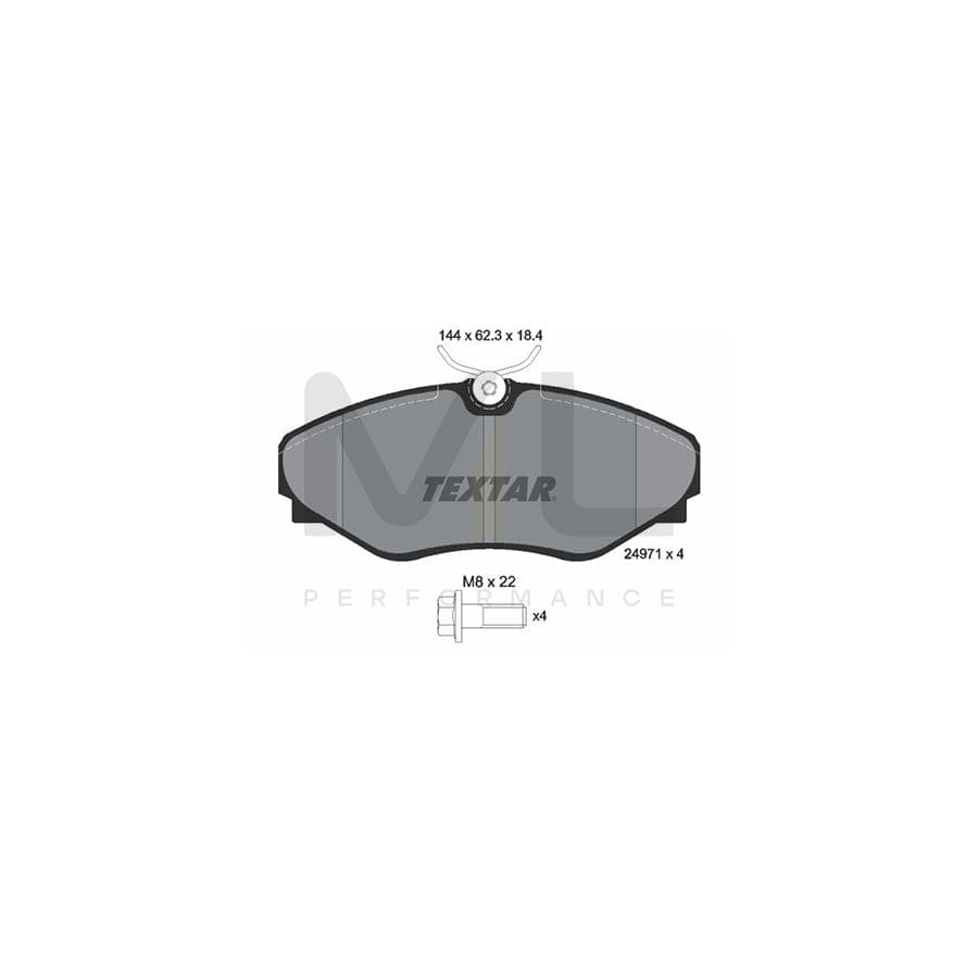 TEXTAR 2497101 Brake pad set not prepared for wear indicator, with brake caliper screws