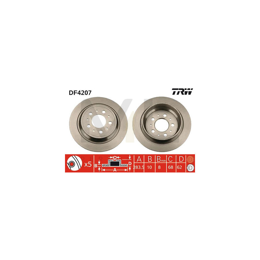 TRW DF4207 Brake Disc Solid, Painted  - 1 piece