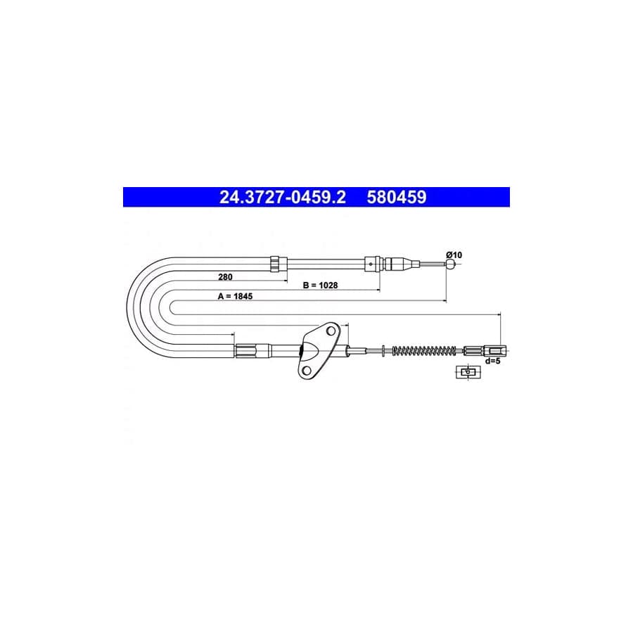 ATE 24.3727-0459.2 Hand Brake Cable Suitable for Mercedes-Benz T1 Bus