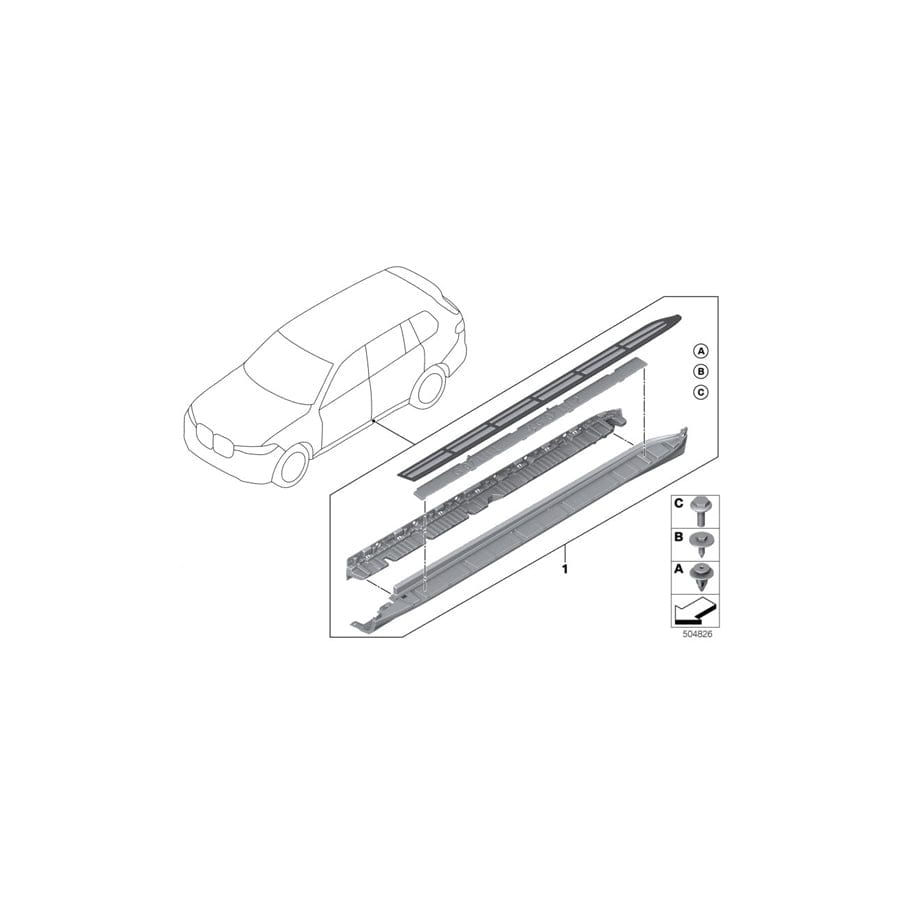 Genuine BMW Mini 51772475466 G07 Retrofit Kit, Aluminium Footboard (Inc. X7 50iX, X7 30dX & X7 40iX)