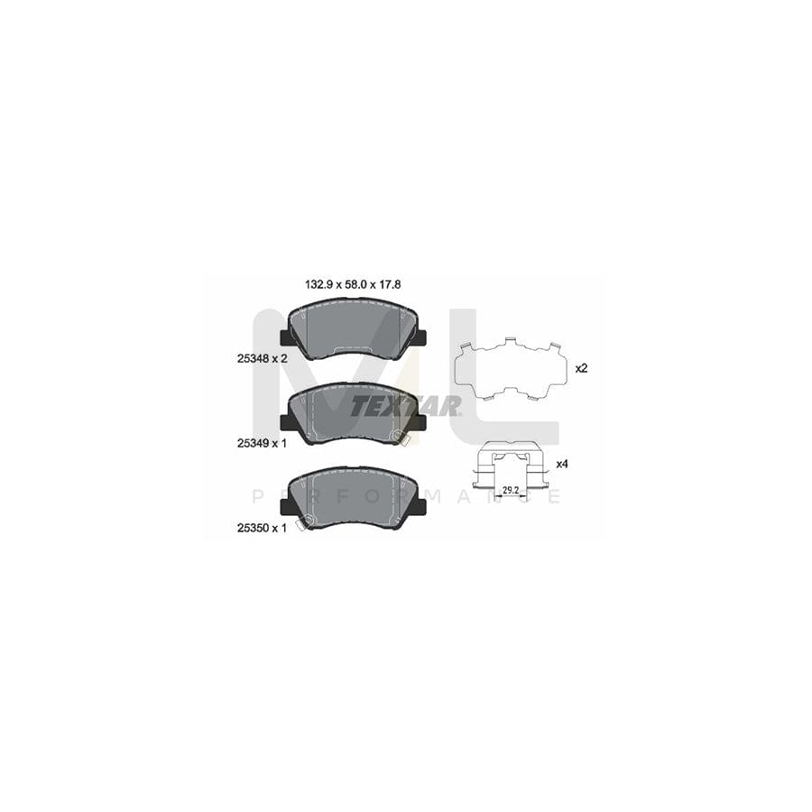 TEXTAR 2534801 Brake pad set with acoustic wear warning, with accessories
