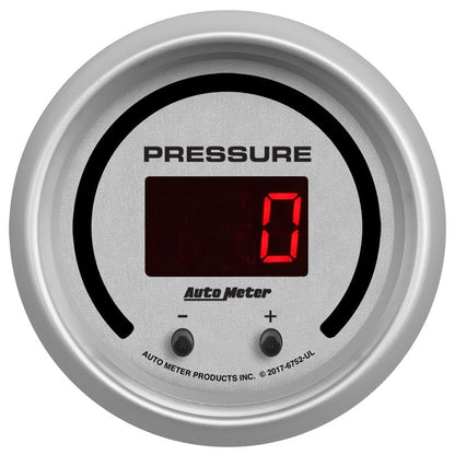 Autometer 52.4mm Silver Switchable 0-1600 PSI/0-110 BAR Fluid Pressure UltraLite Elite Digital Gauge