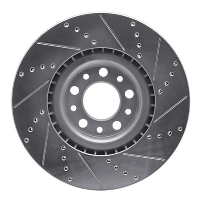 R1 Concepts R1 2017-2025 Alfa Romeo Stelvio Front Left Drilled & Slotted Silver Brake Rotor