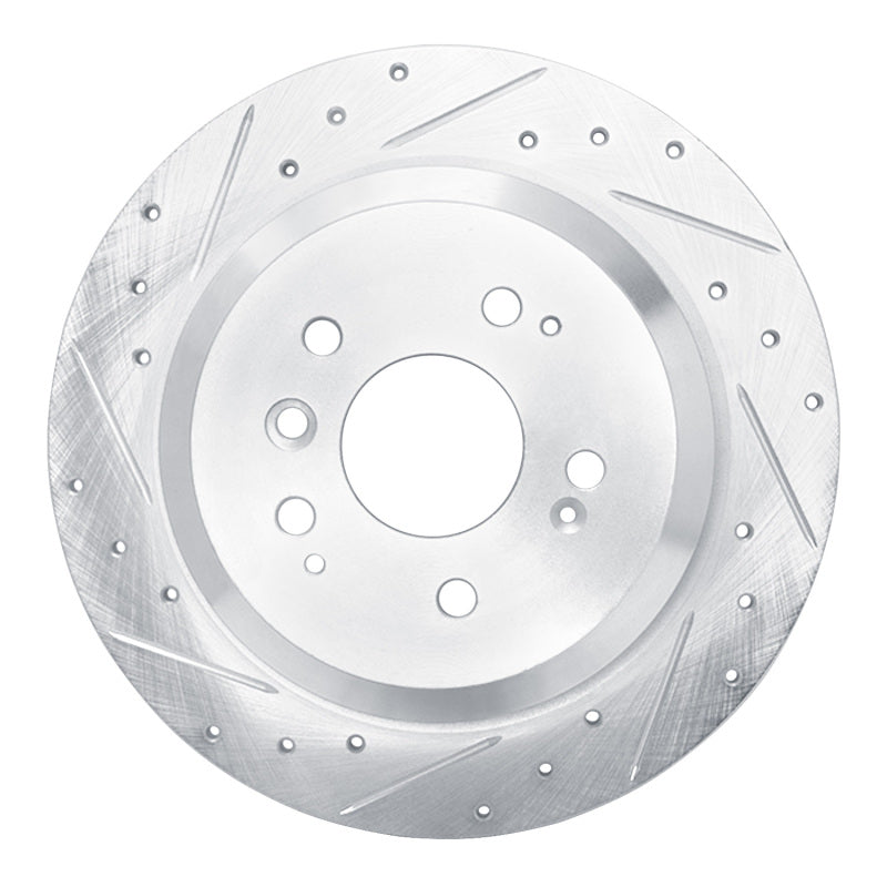 R1 Concepts R1 16-25 Honda Pilot Rear Left Drilled & Slotted Silver Brake Rotor