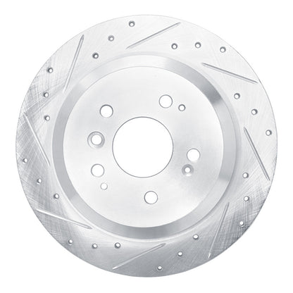 R1 Concepts R1 16-25 Honda Pilot Rear Left Drilled & Slotted Silver Brake Rotor