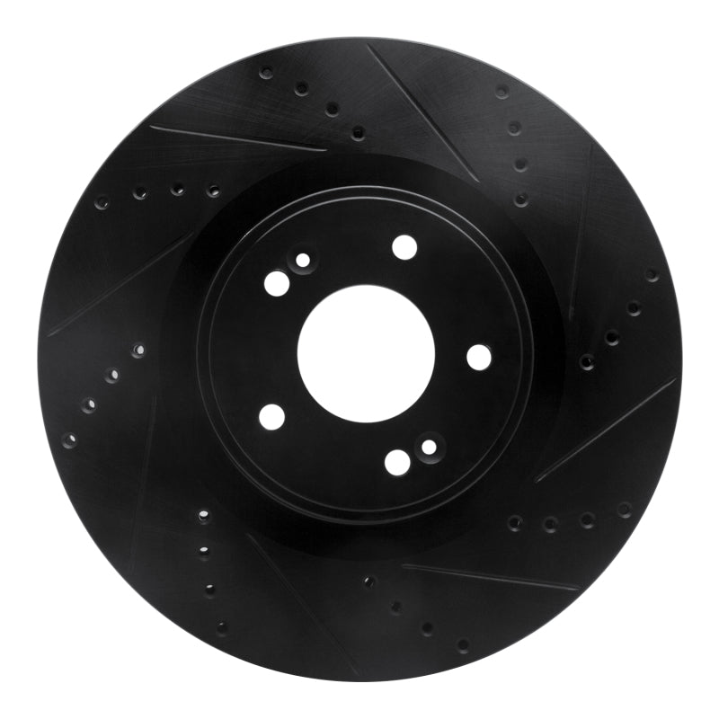 R1 Concepts R1 10-16 Hyundai Genesis Coupe Front Right Drilled & Slotted Black Brake Rotor