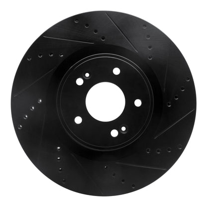 R1 Concepts R1 10-16 Hyundai Genesis Coupe Front Right Drilled & Slotted Black Brake Rotor