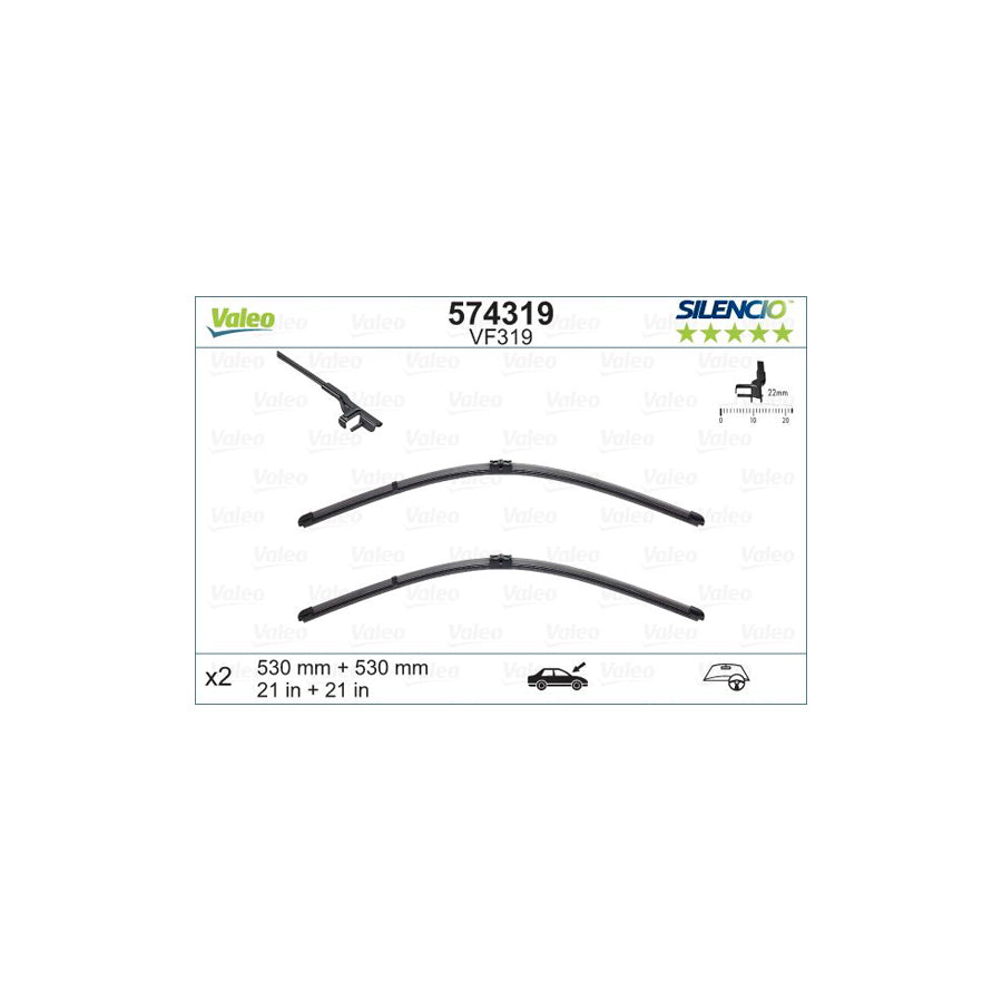 Valeo Silencio Flat Blade Set, Silencio X.Trm 574319 Wiper Blade