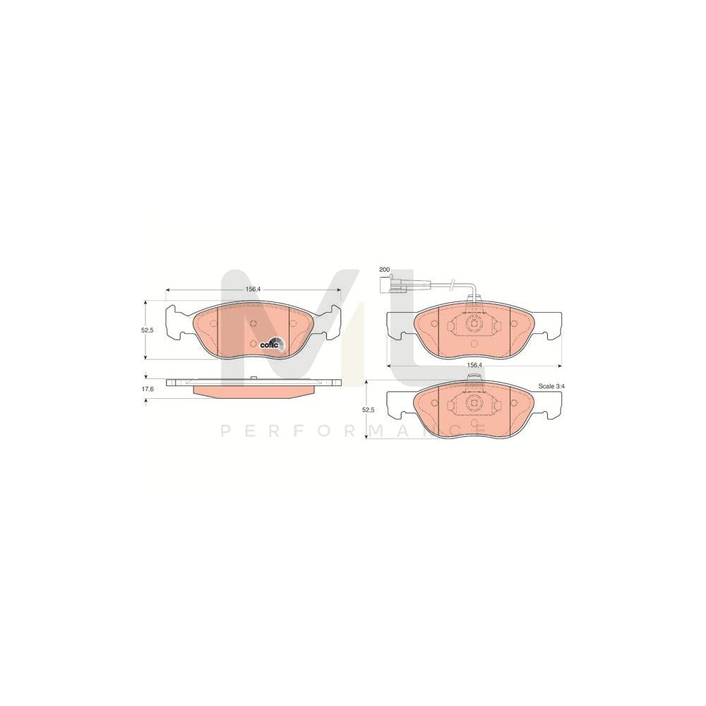 TRW Cotec Gdb1290 Brake Pad Set Incl. Wear Warning Contact