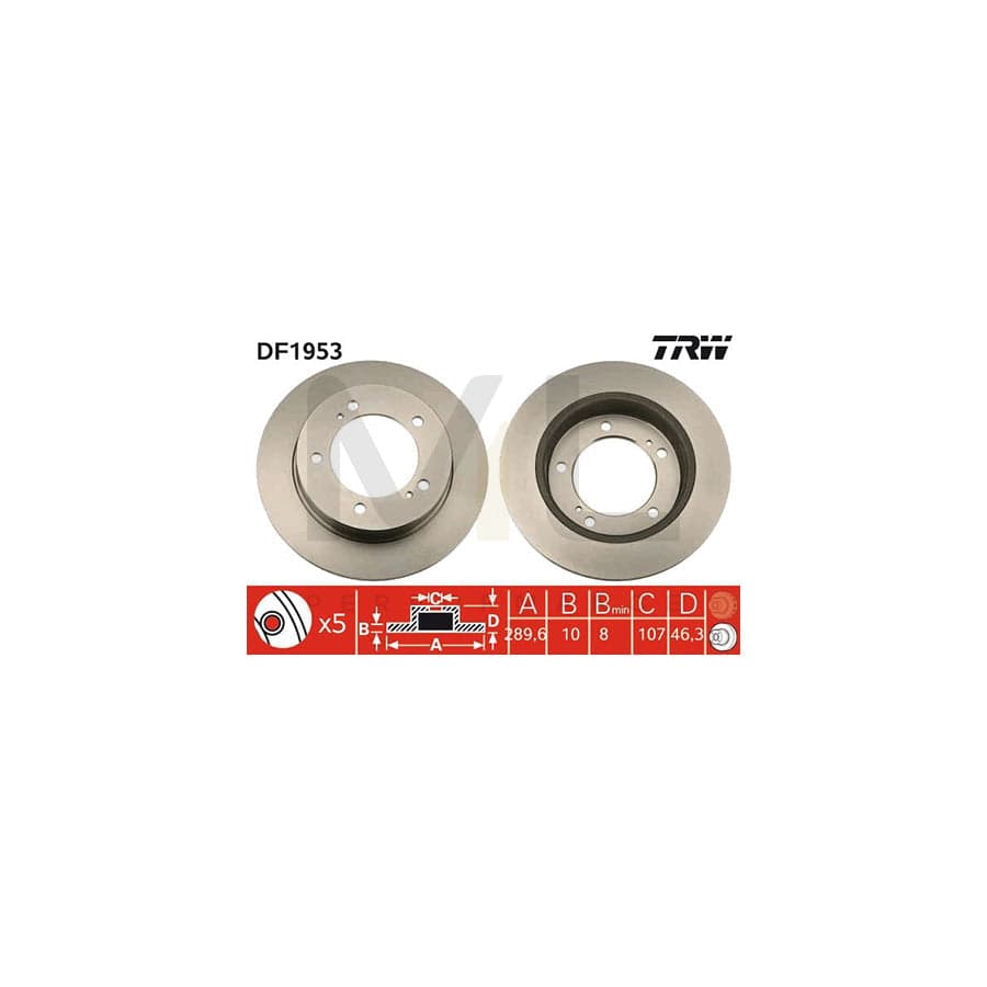 TRW DF1953 Brake Disc Solid, Painted  - 1 piece