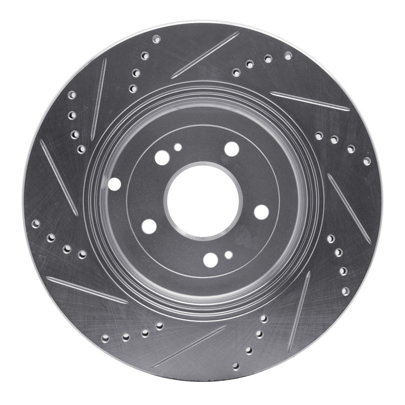 R1 Concepts R1 10-16 Hyundai Genesis Coupe Rear Right Drilled & Slotted Silver Brake Rotor