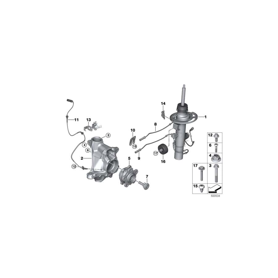 Genuine BMW 37106887933 G01 G02 Spring Strut Front Left Vdc (Inc. X3)