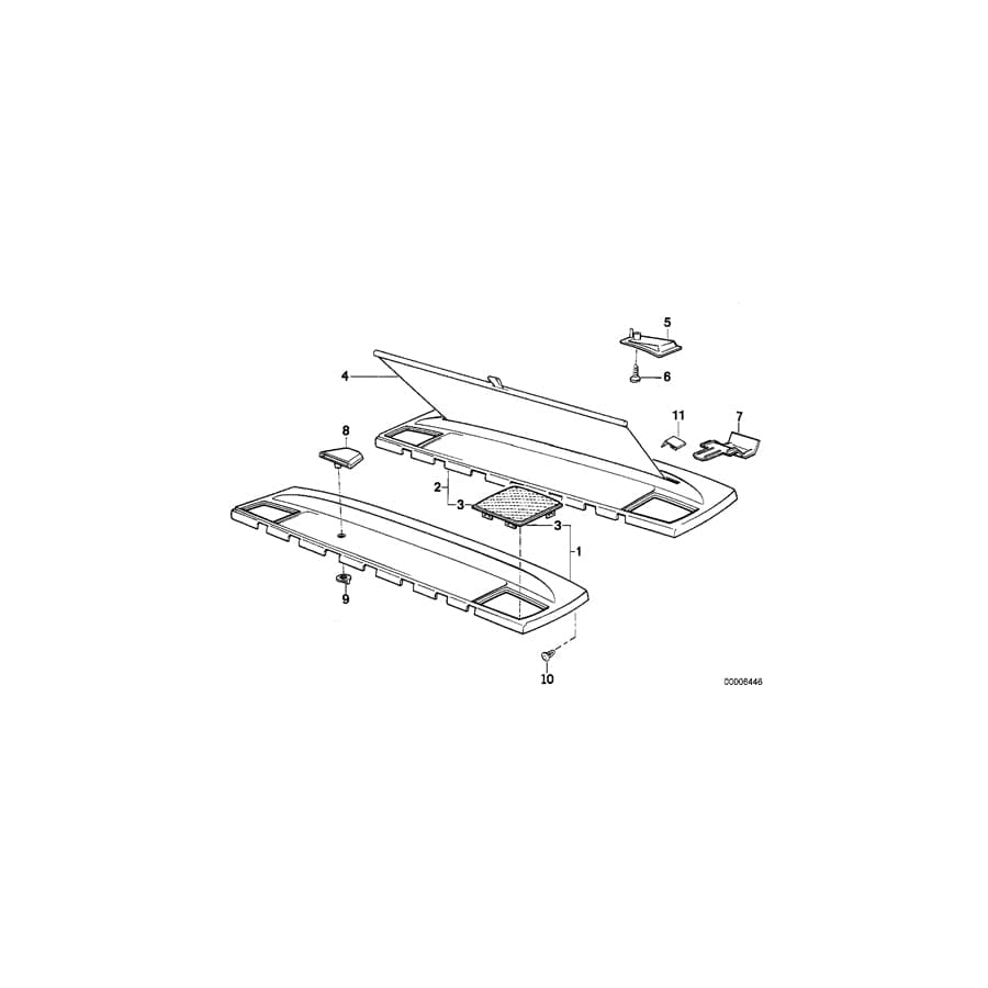 Genuine BMW 51461957748 E32 Hook Right GRAU (Inc. 750i, 750iL & 730i)