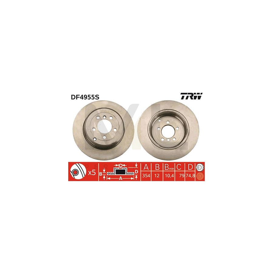 TRW DF4955S Brake Disc for LAND ROVER RANGE ROVER Solid, Painted, High-carbon  - 1 piece