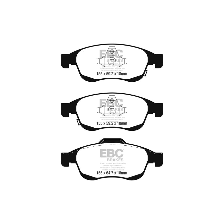 EBC PD06KF738 Fiat Jeep Greenstuff Front Brake Pad & USR Disc Kit (Inc. 500X & Renegade) 2 | ML Performance UK Car Parts