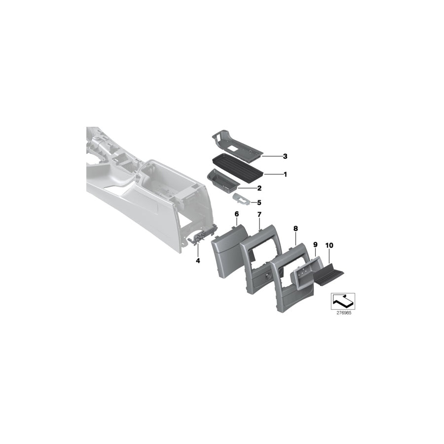 Genuine BMW 51169236091 F22 F20 F21 Cover Centre Console, Rear OYSTER (Inc. M240iX, 116d & 116i)