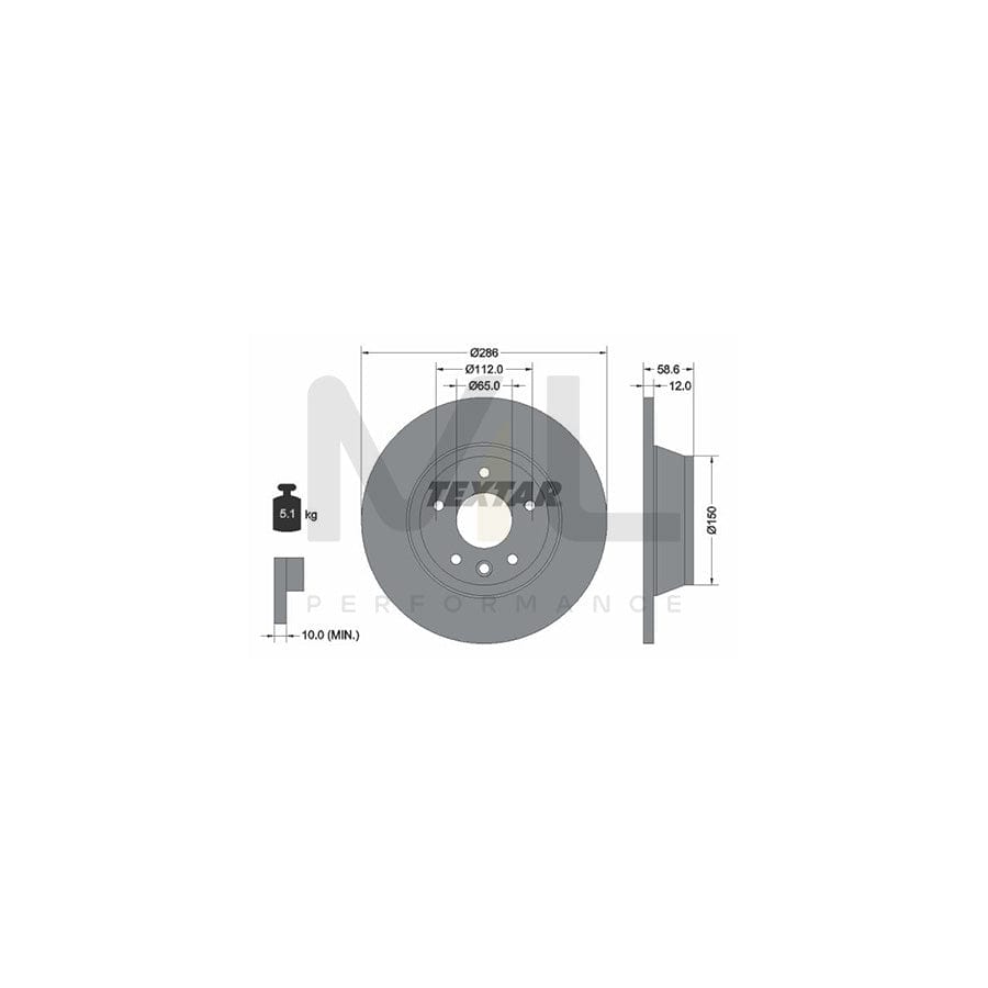 TEXTAR PRO 92159403 Brake Disc for AUDI TT Solid, Coated, without wheel hub, without wheel studs  - 1 piece