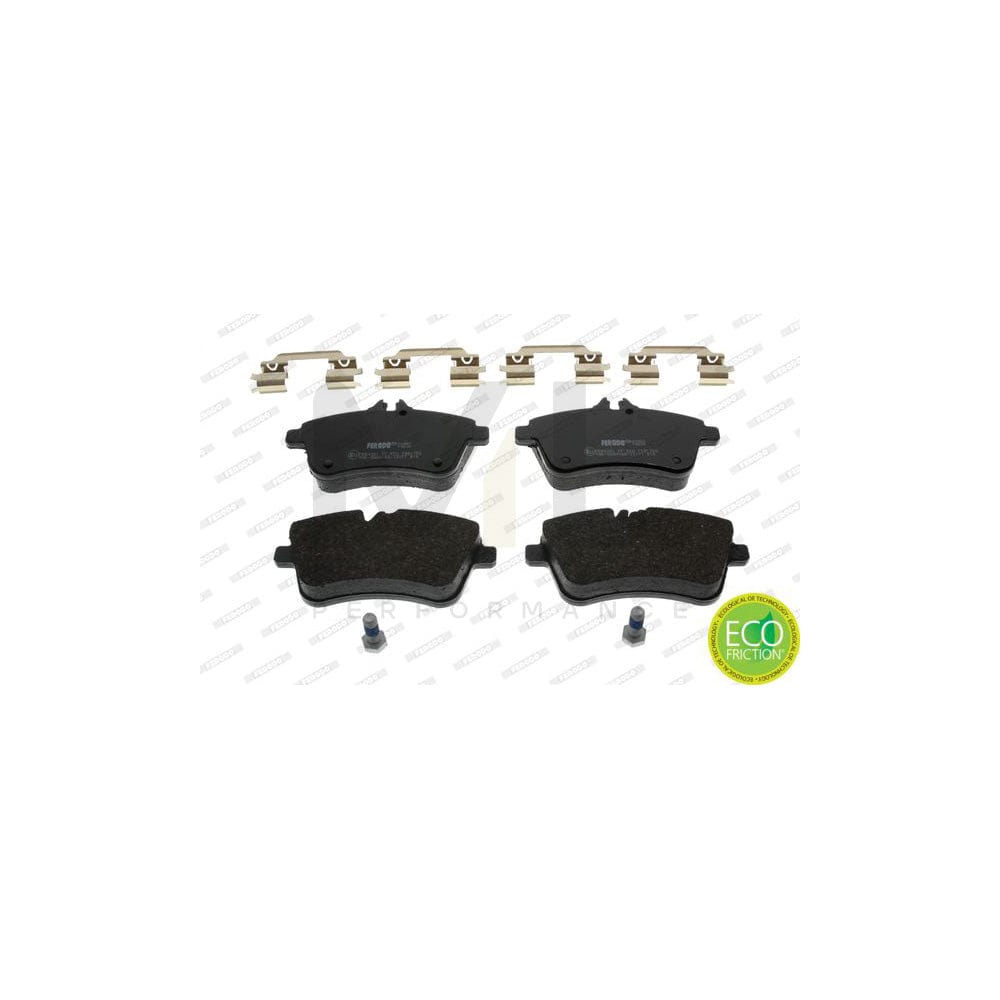 Ferodo Premier Eco Friction FDB1750 Brake Pad Set Prepared for Wear Indicator, With Brake Caliper Screws, With Piston Clip, With Accessories