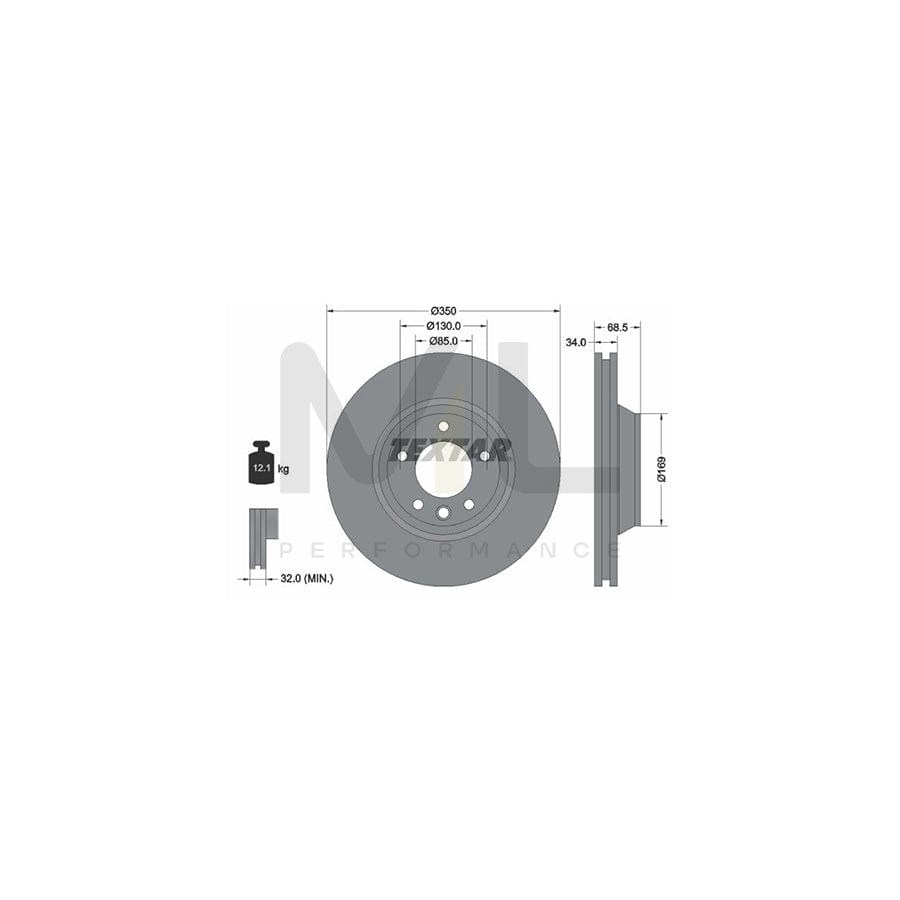 TEXTAR 92121700 Brake Disc Internally Vented, without wheel hub, without wheel studs