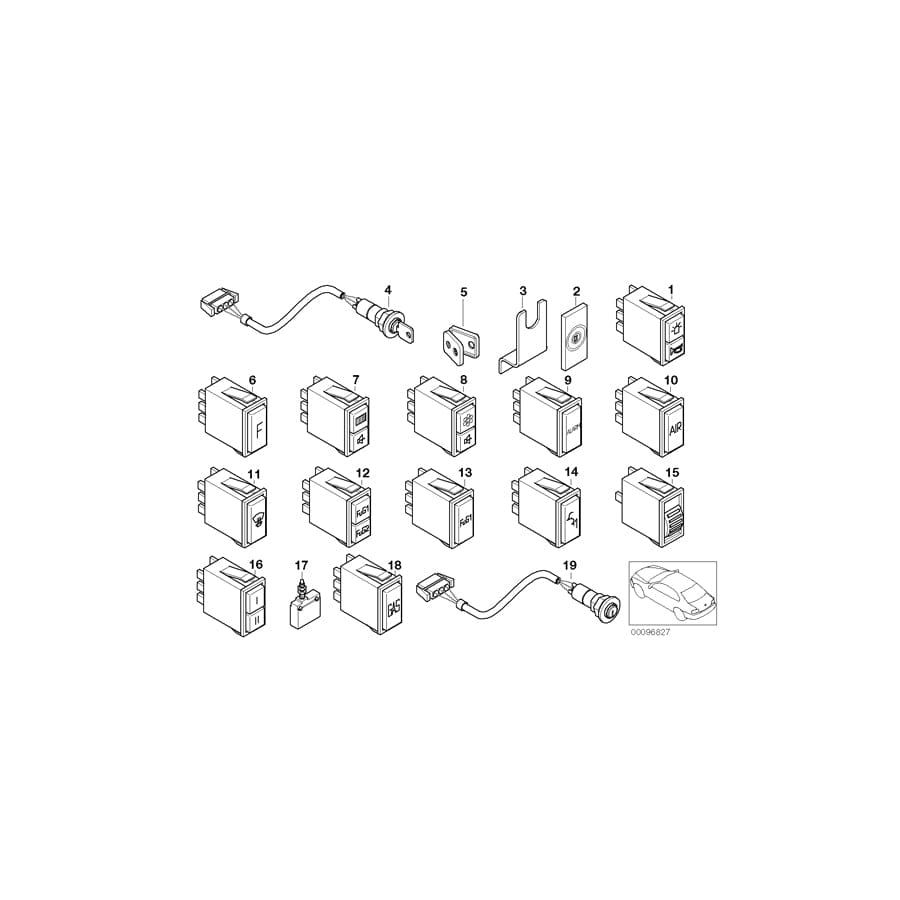 Genuine BMW 61318360356 E38 Tone Sequence Control System Switch (Inc. 750iLS)