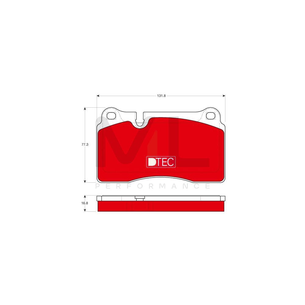 TRW Dtec Cotec Gdb1670Dte Brake Pad Set For Vw Touareg Prepared For Wear Indicator