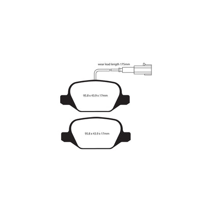 EBC DP41430/2R Alfa Romeo MiTo Yellowstuff Rear Brake Pads - TRW Caliper 2 | ML Performance UK Car Parts