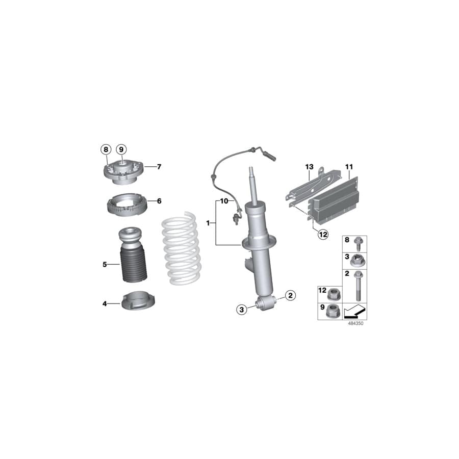 Genuine BMW 37106887152 G01 G02 Spring Strut, Edc, Rear (Inc. X4 M40dX, X4 M40iX & X3 M40iX)