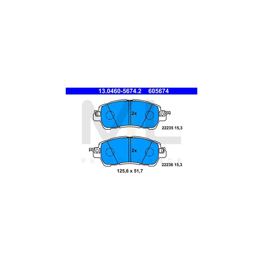 ATE 13.0460-5674.2 Brake pad set with acoustic wear warning