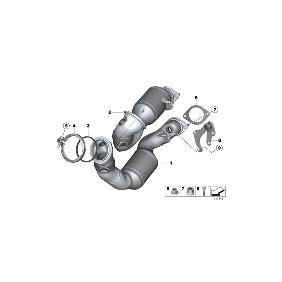 Genuine BMW 18307587610 E93 E92 Exch Catalytic Converter Close To Engine ZYL. 4-6 (Inc. 335i, 335xi & 335is)