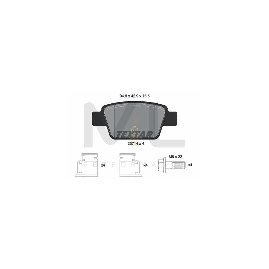 TEXTAR 2371401 Brake pad set not prepared for wear indicator, with brake caliper screws
